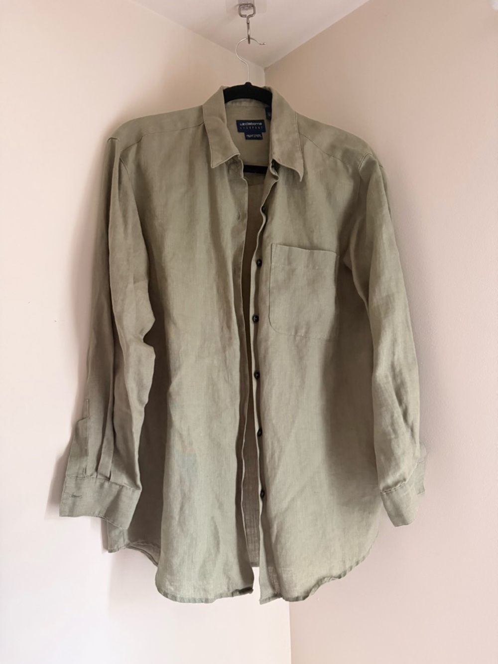 Liz Claiborne Light Olive Linen Shirt